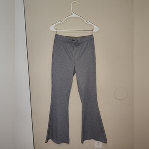 High waist flared leg houndstooth pants
